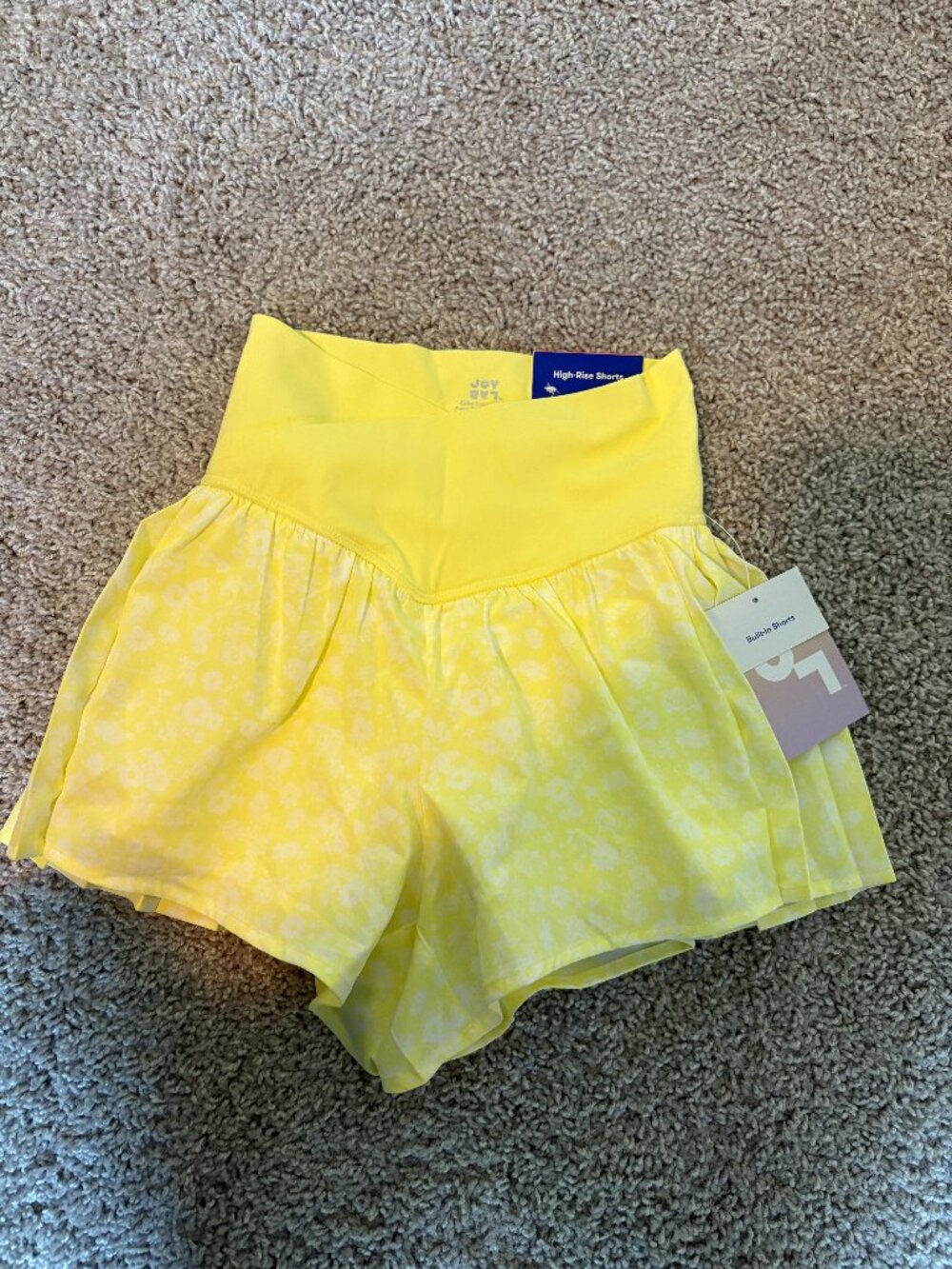 JoyLab Yellow Floral High Rise Running Shorts Size XXS New With Tags